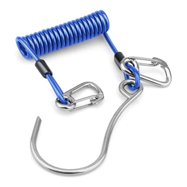 OVOVFANY Scuba Diving Reef Hook, 316 Stainless Steel Single Reef Drift Hook with SS Spring Coil Retractable Lanyard and Double Snap Clips, Easy to Attach on BCD for Diver Cave Safety (Blue)
