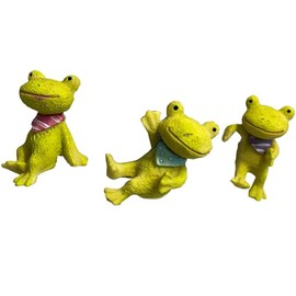 Q-FLA 748639 Animal 3 Types Frog Assorted Set of 3 Frogs Garden Ornaments Pot Interior Decoration