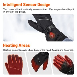 Heated Gloves,Winter Gloves for Men Women Rechargeable Heated Gloves with 2Packs 7.4V 2700mAh Battery,Waterproof Thermal Warm Gloves for Cold Winter with Auto Sensor Switch for Skiing,Hunting,Cycling