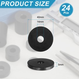 uxcell 24 Pcs Rubber Spacers 40mm OD x 14mm ID x 5mm Height Round Anti Vibration Spacer Rubber Bushing Grommets