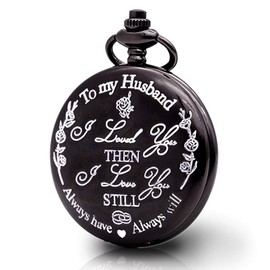 Vodock to My Husband Pocket Watch,Engraved Pocket Watch for Husband from Wife Gifts (Black)
