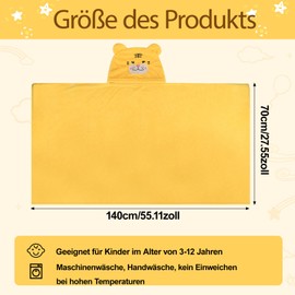 EOGRFW Baby Hooded Towel, 70 x 140 cm, Baby Bath Towels, Baby Towel with Hood, Soft & Super Absorbent Bath Towel for Newborns, Girls and Boys, Yellow, Pack of 1