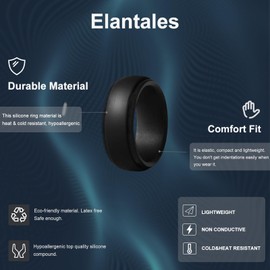 Elantales Silicone Wedding Rings for Men Durable&Stackable Rubber Engagement Bands Mens Promise Rings for Outdoor Active Exercise