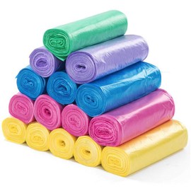 Small Trash Bags,5 Rolls 150 Counts 5 Colors Household Plastic Rubbish Bags for Bathroom, Bedroom, Office, Car, Home Waste Bin Plastic Trash Can Liners