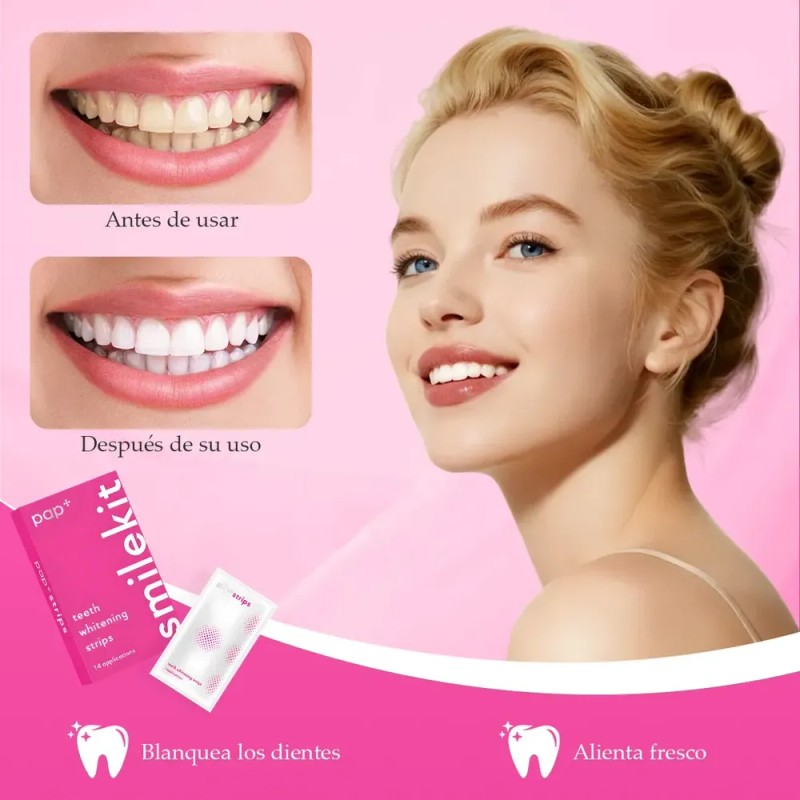 42 Piezas Tiras Blanqueadoras De Dientes Rojas - Sesión Sin