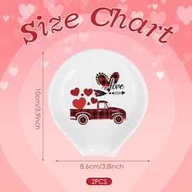 2 Pcs Valentine's Day Spoon Rest Valentine's Day Kitchen Decor Ceramic Teaspoon Holder Valentine's Day Red Black Buffalo Plaid Heart Coffee Spoon Holder for Kitchen Counter Decor Housewarming Gift