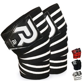 R2F Knee Wraps, Knee Support Weight Lifting, 2 pack sports wraps for Men, Gym Knee Braces, Powerlifting, Crossfit, Squatting, Running, 78’’ Elasticated Straps For Women