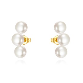 14K Freshwater Pearl Stud Leverback Earrings for Women Cute Stud Earrings Christmas Valentine's Mother‘s Day Gifts (pearl)
