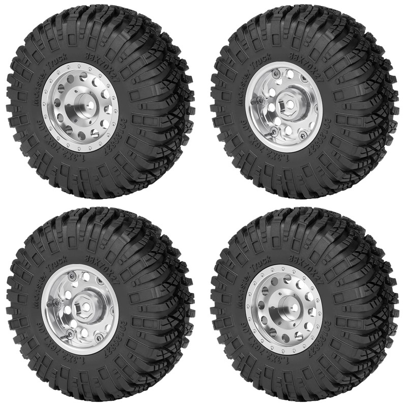 Zolikar 4Pcs 1.3" Beadlock Metal Wheels Rims Hub & Rubber