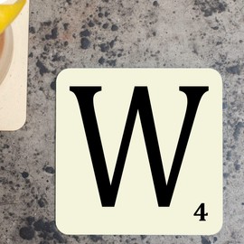 Alphabet Coasters - Letter W | 90mm x 90mm MDF Coaster | Made in the UK | DigiPrint Graphics (COASTER023)