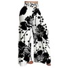 Floerns Women's Plus Size Floral Print Palazzo Pants Wide Leg High Waist Casual Trousers Black and White XX-Large Plus