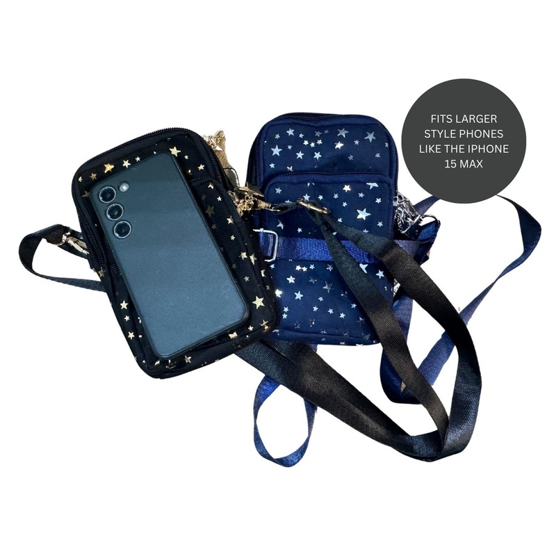 Love EMVY Midnight Sparkle Stars Phone Bag Crossbody with adjustable