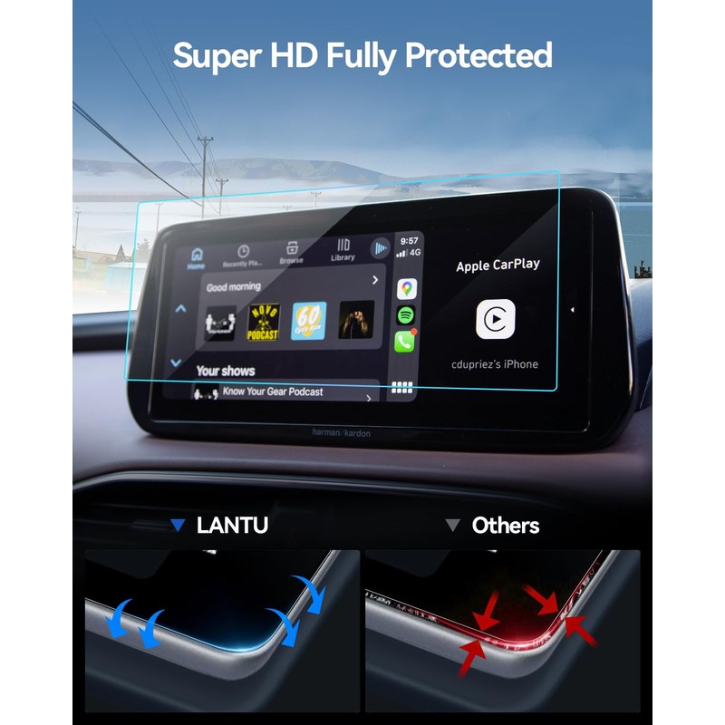 LANTU Tempered Glass Screen Protector for Hyundai Santa Fe(SEL/XRT/Limited/Calligraphy) 2021-2023