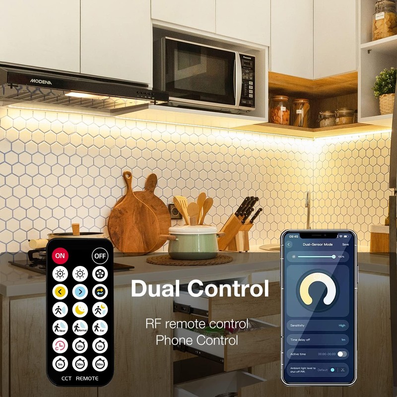 phopollo Motion Sensor LED Strip Lights - 10pcs Under Cabinet
