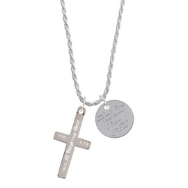 Delight Jewelry Stainless Steel Philippians 4:13 - I Can Do All Things Engraved Cross - For I Know the Plans I Have for You Charm Necklace, 20"+3"