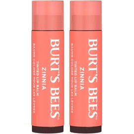 Burt's Bees Lip Tint Balm with Long Lasting 2 in 1 Duo Tinted Balm Formula, Color Infused with Deeply Hydrating Shea Butter for a Natural Looking Buildable Finish, Raspberry Zinnia (2-Pack)