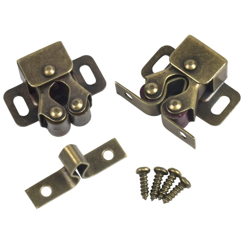 Door Catches,12pcs Double Roller Cupboard Door Latch Hardwarewith Screws for