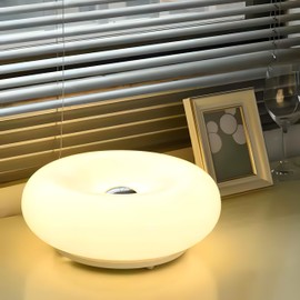 MIXL- Creative Design White Donut Lamp, Plug-in Wall Sconse Or Table Lamp Dual Use Atmosphere Lamp, Modern Infinitely Dimmable White Wall Lamp Desk Light for Corridor, Bedsided Or Warm Decoration.
