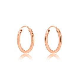 DTPsilver® 925 Sterling Silver Rose Gold-Plated Hoop Earrings - Small/Medium/Large - Thickness 2 mm - Diameter: 10, 12, 14, 16, 18, 20, 25, 30, 35, 40, 50, 60, 70, 80 mm, Sterling Silver