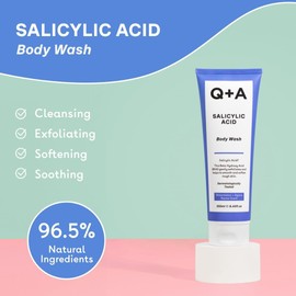 Q+A Salicylic Acid Body Wash (250ml x 2), Sensitive Shower Gel, Body Care, Shower Gel with Green Tea Extract and BHA, Gently Exfoliates, Smoothes, and Softens the skin