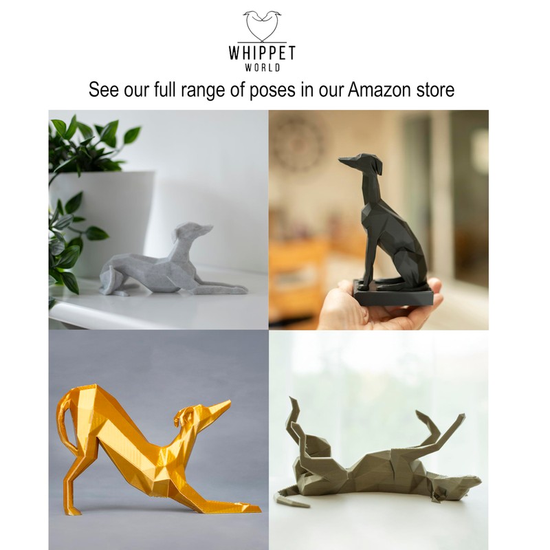 Whippet Gift – 3D Printed Roaching Whippet/Greyhound Figurine – Geometric