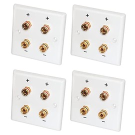 Dynavox Speaker Wall Connection Panel White / 4 x Banana Coupling Pack of 4