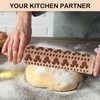 Embossed Rolling Pin with Cute Squirrel Pattern, Wooden Pastry Roller