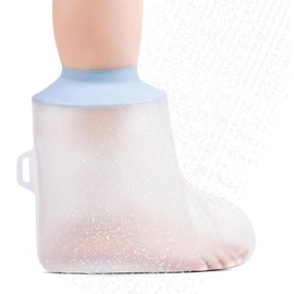 KRENIE Waterproof Foot Cover for Shower - Reusable Cast Protector for Adult Foot and Ankle, Soft Comfortable Elastic Seal Cast Bag for Bandage, Surgery, Wound Care & Injury Recovery