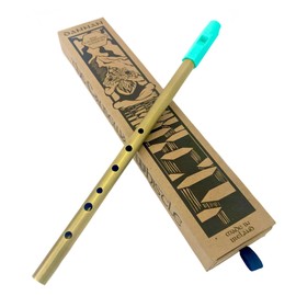 The Dannan Causeway Brass Tin Whistle in the Key of D - Turquoise Blue Model