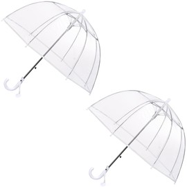 RONIARE 2 Pack Kids Clear Bubble Umbrellas for Rain Dome Windproof Umbrella Safety for Kids Girls and Boys, Clear