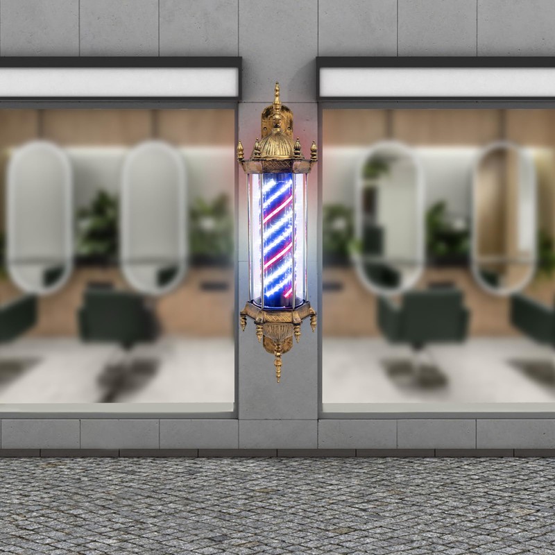 TFCFL 110V Barber Rotating Light,Barber Pole Retro Style Light,Hair Barber