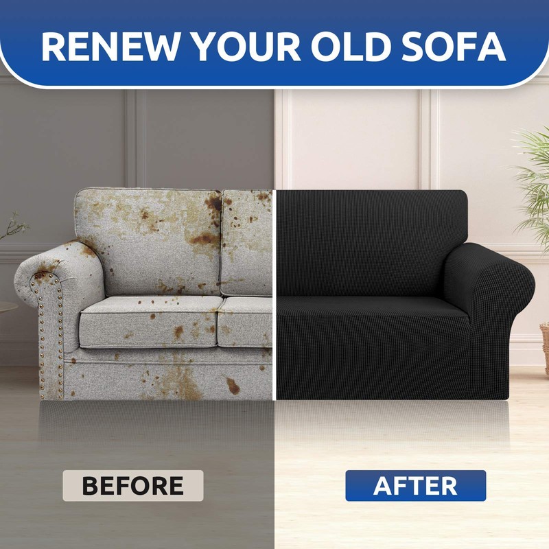 KEKUOU Stretch Sofa Cover Slipcover ，Couch Covers for 3 Cushion