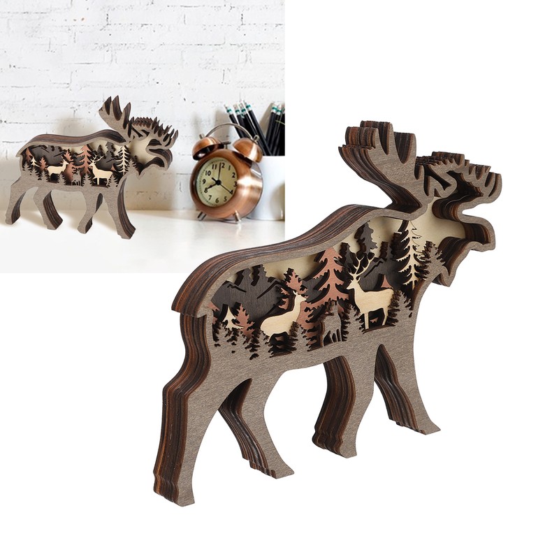 3D Wood Carving Animal Multi Layer Forest Animal Wood Carving