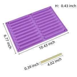 EDUEE Chocolate Stick Silicone Strip Mold 1Pack for Hard Candy, Dog Treat Stick, Chocolate Bar Biscuit, Crayons, Cookie Mods, Pretzel(Size 4 inch)