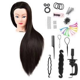 headdoll Mannequin Head Styling Mannequin Head for Hair Styling and Free Table Stand Training Head Manikin Cosmetology Doll Head with Long Fiber Hair Hairdresser Practice Head for Stylist