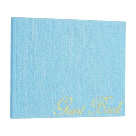 PATIKIL Elegant Guestbook, 9"x7" Fabric Wedding Guest Book Stylish Sign in Book with 50 Blank 120GSM Paper for Receptions Birthdays Funerals Special Events, Light Blue