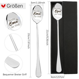 Grandpa Gift, Grandma Gift Christmas, Gifts for Grandpa for Birthday, Grandma Gifts for Grandma and Grandpa, Mother's Day Gift, Father's Day Gifts, Pack of 2 Engraved Coffee Spoons