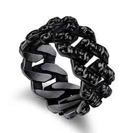 Bandmax Edge Rings Men Boys Stainless Steel Rings Cuban Band Ring Size 54 mm - 72 mm Women Friendship Ring Partner Ring Biker Punk Jewellery for Birthday