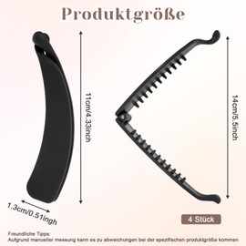 Pack of 4 Banana Clips, Banana Hair Clip, Banana Hair Clip, Clip for Thin Hair and Thick Hair, 11 cm / 4.33 Inch, Retro Hair Clips for Women Everyday and Party (4 Colours)