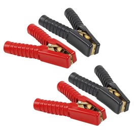 4 Pack 100A Jump Lead Clamps Heavy Duty Pure Copper Crocodile Clamps Alligator Clips Car Booster Cable Clips Battery Clamps for Car Auto 2 Pcs Red + 2 Pcs Black
