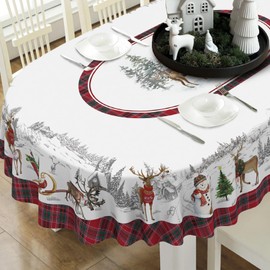 bnhjsdw Mantel de Navidad impermeable de tela para Navidad para el día de Año Nuevo y decoración del hogar de Navidad, 137 x 182 cm, ovalado