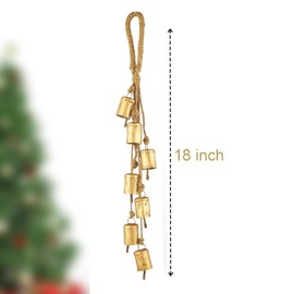 Bellshub Juego de campanas de vaca en cuerda rústica clásico Lucky Harmony vaca en cuerda, 3 pulgadas, 5 campanas racimo para colgar en la pared, campanas de armonía, campanas de viento de 19 pulgadas de largo