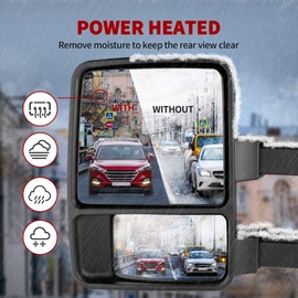 YITAMOTOR Towing Mirror Compatible with 2008-2016 Ford F250 F350 F450 F550 Super Duty, Left Driver Side Mirror Power Heated, Telescoping, Turn Signal Light, Black