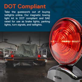True MODS 20' Magnetic Red LED Trailer Tail Towing Light Kit [DOT FMVSS-108] [SAE STIP] [IP67 Submersible Waterproof] [55lb Magnet] Turn Brake Parking Tow Lights for Truck RV Boat Bike Utility Trailer