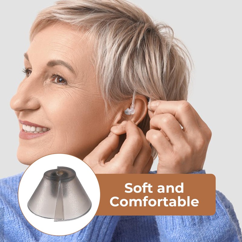BOHUIZ 10 Pcs Hearing Aid Domes, Dark Gray Tulip Domes