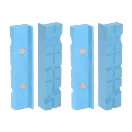 HARFINGTON 2set Magnetic Vise Jaws 6 Inch Magnet U-Grooves Soft Rubber Bench Jaw Pads Covers Multi-Purpose Protector for Woodworking Jewelry Making Plumbing, Blue