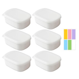 USHXVG 6-Piece Lunch Box, 1 Sheet Of 6 Classification Labels, Storage Box With Lid, Plastic Container, Canned Food With Lid, Small Storage Container, Freezer Container