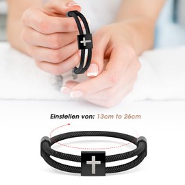 Focxoio Cross Bracelet for Boys Girls, Faith Cross Jewellery for Boys, Christian Easter, Confirmation, Communion, Christening, Birthday Gifts for Teenagers, Nylon