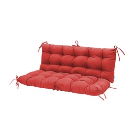 QILLOWAY Outdoor/Indoor Bench Cushion,Porch Swing Replacement Cushions 2-3 Seater Loveseat Chair Pads with Backrest and Ties for Garden Patio Furniture (51inx40in, RED)