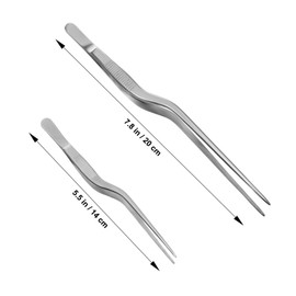 OHPHCALL 2pcs Stainless Steel Fish Bone Tweezers Kitchen Tweezers for BBQ Cooking Long Handle Comfortable Grip for Restaurants Home Parties